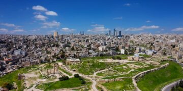 Aerial view of Amman city buildings during daytime.